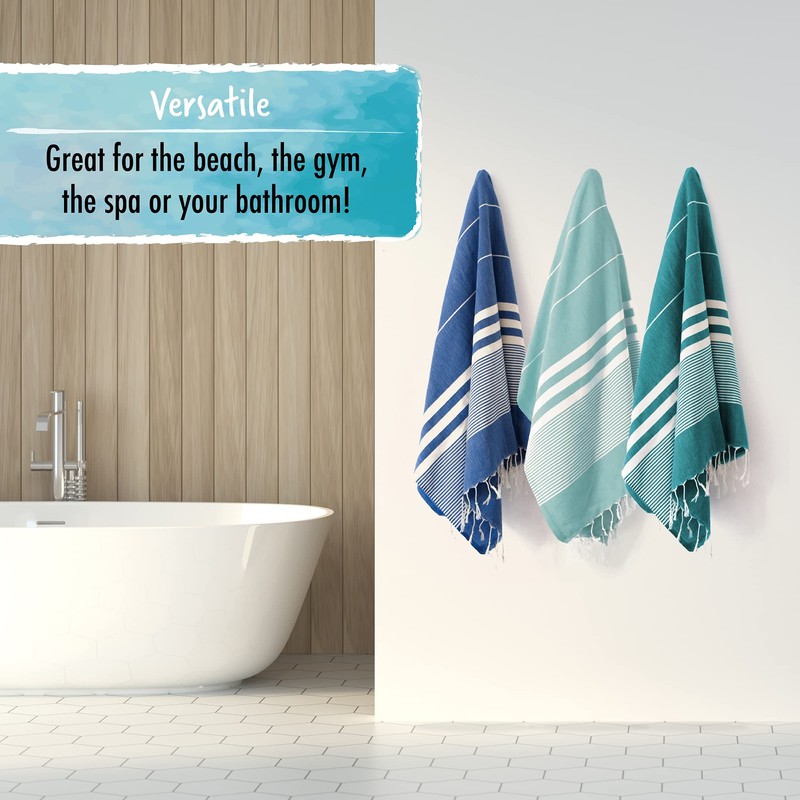 SUNSPUN LINENS Turkish Beach Towel, 39x63in Extra Large Quick Dry