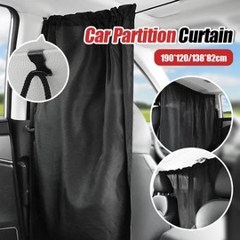 Car Divider Privacy Curtain, 190 * 120cm Large Auto Sun Shade Cover Black Front Rear Seat Divider Curtain Side Window Sun Shade Cover for T5, T6 Camper Van Motorhome Camping
