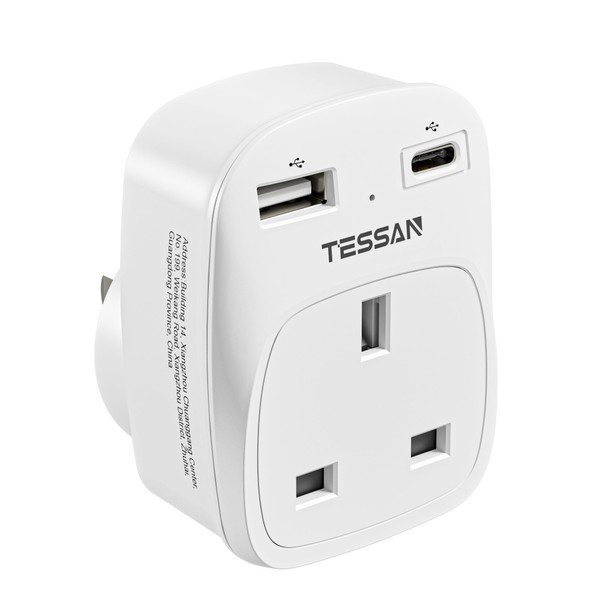 TESSAN UK to USA Plug Adapter with 2 USB, American