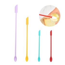 Mini Silicone Spatula Set, Small Rubber Spatula for Makeup, Thin Jar Scraper for Kitchen(4, CANDY COLORS)