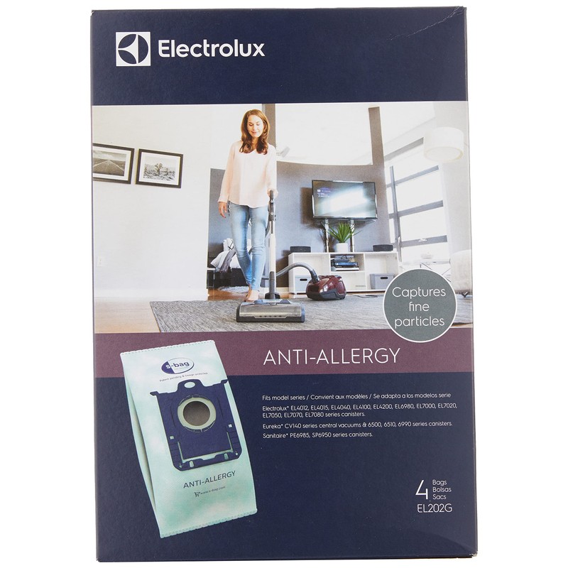Electrolux EL202G S-Bag Anti-Allergy Synthetic Vacuum Bags, 4 Pack, Blue