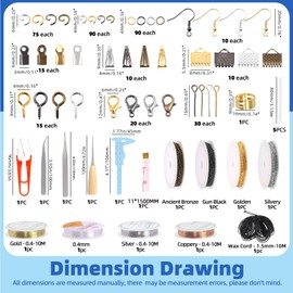 Glarks 1489Pcs Jewelry Making Kit - Supplies with Pliers, Wires, Findings for Making and Repair