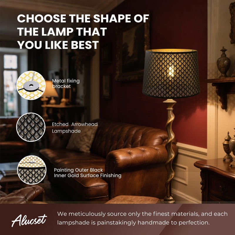 ALUCSET Drum Lampshade 14" Top x 16" Bottom x 11"