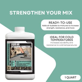 Akona Liquid Air Entraining Admixture - Concrete Additive for Improved Plasticity and Water Retention, High Strength, Freeze-Thaw Protection (Quart, 1)