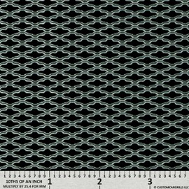 customcargrills 6"x36" Oval ZigZag Grill Mesh Sheet - Silver - Shipped Flat, 0.15 x 0.39 inch hole opening, 0.076" thick raw Aluminum, Made in USA