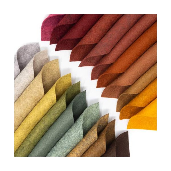 21-Pack Fall Colors Collection, Merino Wool Blend Felt Sheets, 12X18
