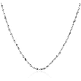 EMILIAZ Asha Necklace Silver Colour Stainless Steel Rope Chain for Women, 3mm 46cm, Trendy Layering Jewellery, Stackable, Lead & Nickel-Free, Everyday Wear, with Gift Box