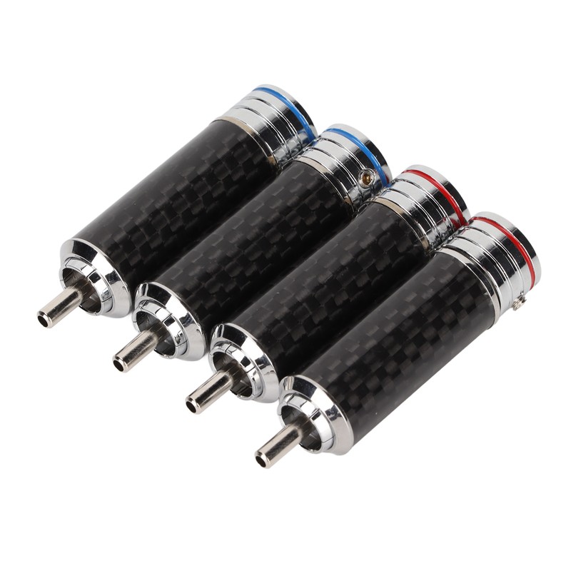 4Pcs RCA Sound Plug Carbon Fiber Chrome 8mm Wire Diameter