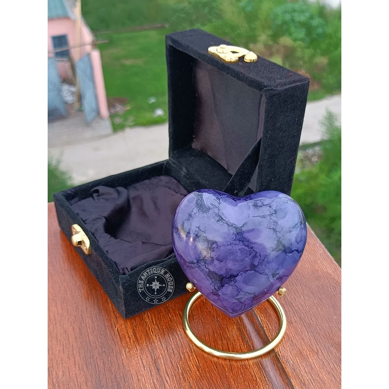Purple Cremation Urn for Ashes Keepsake Heart Urn with Black