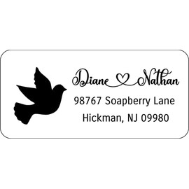 Atelier Elegance Custom Address Labels, Any Name, Any Address, Dove, Heart