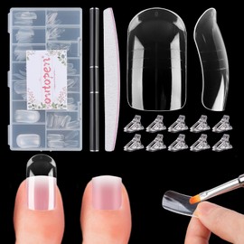 150pcs Wide Square Dual Toe Nail Forms Clear Full Cover Toenail Art Mold with Scale for Polygel Acrylic Extension Beginners DIY Manicure with Dual-Ended Brush Nail File Coffin Nails 15 Sizes
