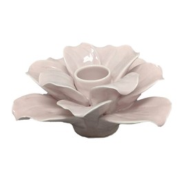 Pink Ceramic Candle Holder 12 Petal Flower Shape Taper Candle Wedding Table Decoration Dining Table Set of 4