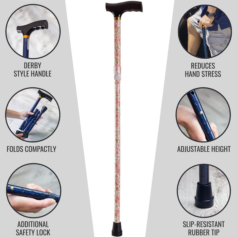 DMI Designer Folding Cane, Walking Cane, Foldable Cane for Men,
