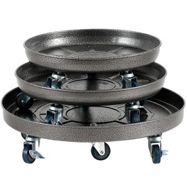 Choclaif Plant Caddy with Wheels,3 Pack Silver Heavy Duty Plant Stand with Universal Wheels,Round Pot Trolley for Indoor Outdoor 16inch