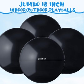 Chumia 18 Inch Fun Bouncy Balls 5 Pcs Rubber Inflatable Beach Ball Bouncing Sensory playBalls with Hand Air Pump for Park Backyard Beach Indoor Outdoor Games Party Favors(Black)