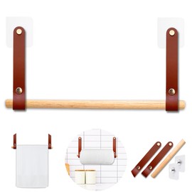 Wooden-Leather Paper Towel Holders for Kitchen, Magnetic Paper Towel Holder, Kitchen Towel Holder, Paper Towel Holders,Paper Towels, Cabinet No Drilling (Oil-Wated Bourbon Brown)