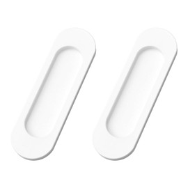 MOROBOR Self-Stick Oval Sliding Door Pulls, 2pcs Aluminum Alloy Hidden Recessed Pull Handle for Sliding Barn Door, Closet,Cabinet,Drawers (White, 100mm)