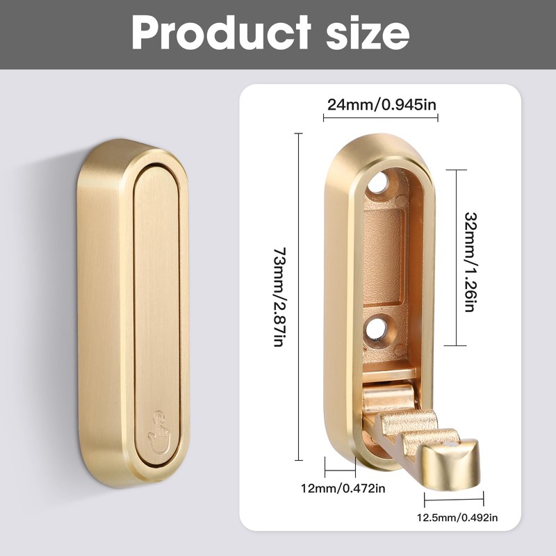 Dntorx Folding Wall Hooks, 4 Pcs Foldable Gold Coat Hooks