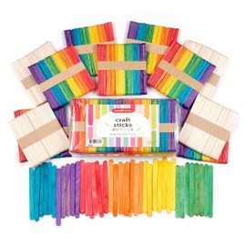 Incraftables Colored Popsicle Sticks for Crafts 600pcs (7 Colors). Large Colorful Wood Craft Sticks for DIY Decor & Ice Cream. Bulk Wide & Jumbo Wooden Craft Popsicle Sticks for Kids & Adults (4.5”)