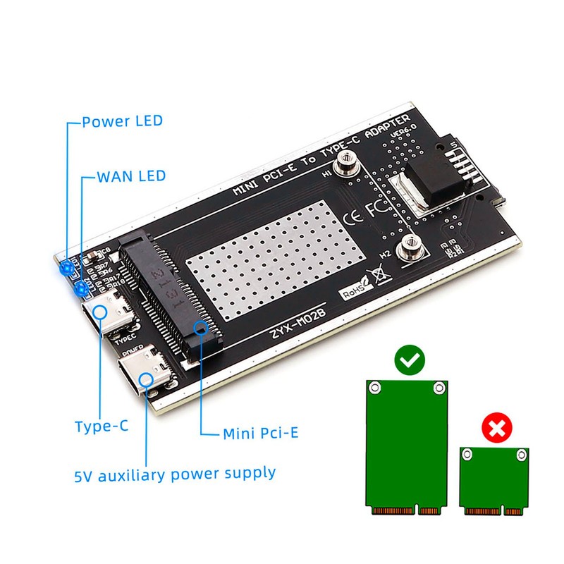Mini PCIe to Type C Adapter Plug and Play Hot