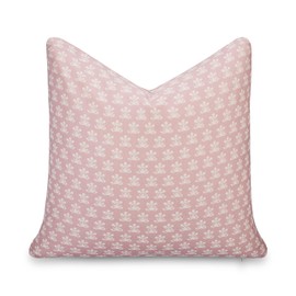 Crumbs Home Modern Farmhouse California Casual Indoor Outdoor Throw Pillow Cover, 22"x22" Water Repellent for Patio, Backyard, Couch, Poolside, Dark Rose Block Print Floral
