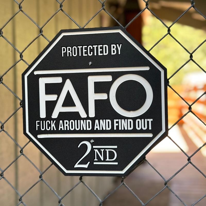 FAFO Security Sign and FENCE BRACKET - Color: HOA Friendly