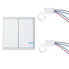 NineLeaf Wireless Lights Switch Kit, Remote Wall Switch Wireless Control Lamps Fans Devices Appliances On/off, Self-Powered Transmitter With Battery - IP54 Dampproof (2-Way Switch and 2 Receiver)