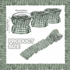 Thiccywoov 6 Rolls Ruffled Bulletin Board Borders, Gingham, Sage Green