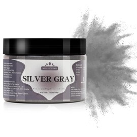 Yipoyilo Mica Powder - 100g Mica Powder for Epoxy Resin - Metallic Color Pigment for Resin, Soap, Bath Bombs, Eye Shadow, Nails, DIY Crafting Projects etc. (Silver Gray)