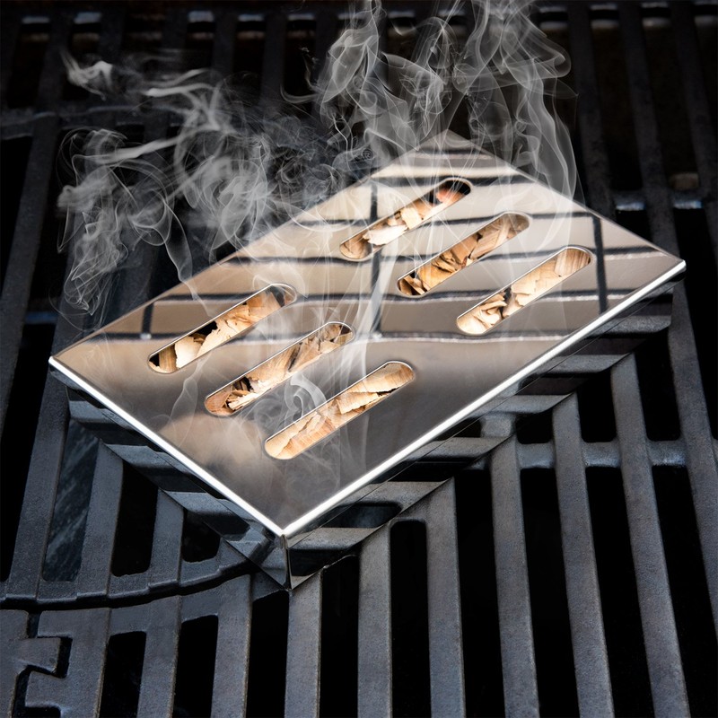 Blumtal smoker, smoker box made of stainless steel, gas barbecue
