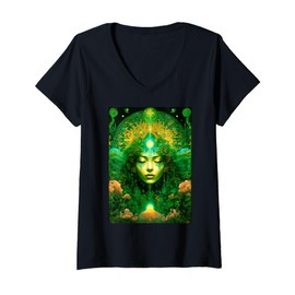 Womens Ayahuasca - Divine Shamanic Rebirth in the Sacred Rainforest V-Neck T-Shirt
