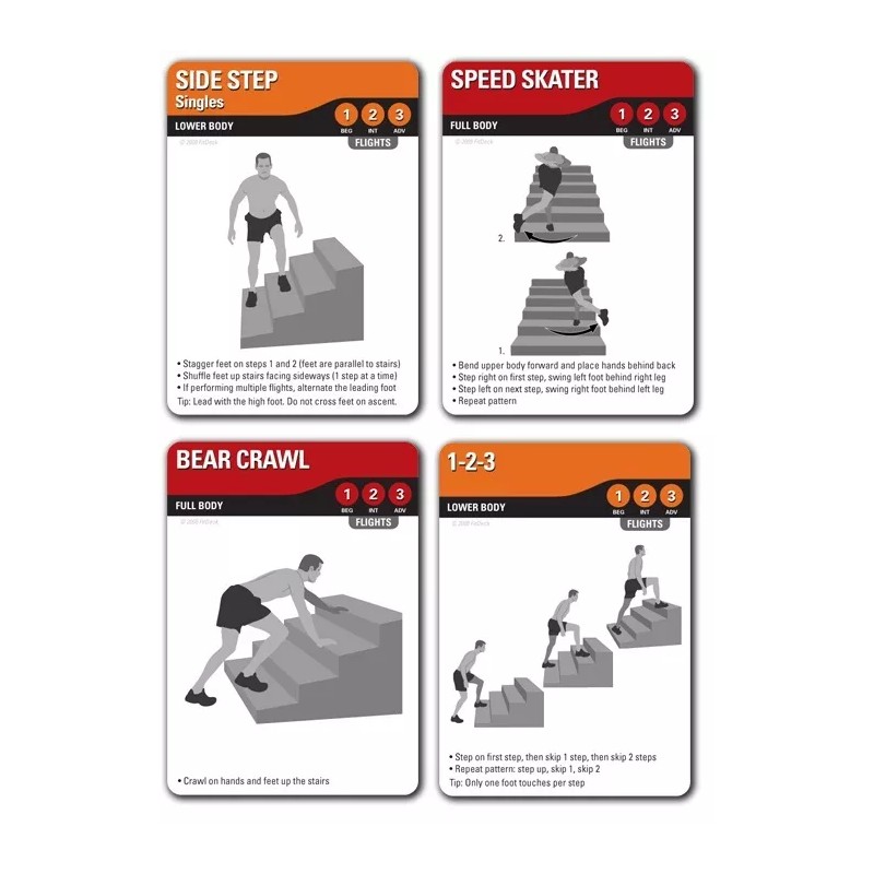 FITDECK STAIRS Exercise Cards Hiit Gym Cardio Lower Body Footwork