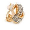 Gold Tone Clear Crystal Knot Clip On Earrings - 15mm