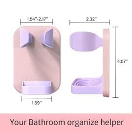 2 Pack Electric Shaver and Toothbrush Holder, Wall Mounted Multifunctional Bathroom Storage Bracket (Pink)
