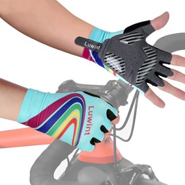 Luwint Sport Gloves for Kids 6-8, Breathable Children Cycling Gloves Boys Girls 6 7 8 Years Gym Gloves for Biking Exercising Running Training Fitness, Rainbow