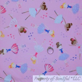 Timeless Treasures BonEful FABRIC FQ Cotton Quilt Pink Purple White Glitter Tutu Dance Ballet Girl