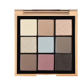 MYSTER ROSEY Metals Print Nine Colors Nude Champagne Pink Blue Dark Brown Eyeshadow Palette, Nine Pigmented Matte & Shimmer Shades, Blendable Powder