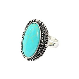 LRGKMCWTOB Turquoise Moonstone Ring Women's 925 Sterling Silver Ring Oval Cut Natural Bohemia Turquoise Jewelry Turquoise Natural Gemstone Bride Wedding Engagement Ring Turquoise Boho Ring Size 6-10, Size 6, Sterling Silver, Moonstone