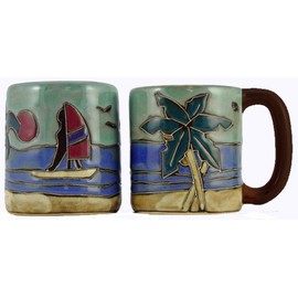 Mara Stoneware Mug - Palm Tree - Surfers - 16 oz - Set of 2 Mugs