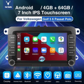 CFRIATO Android 15 For VW Volkswagen Jetta Passat 7" Car Stereo Radio GPS Carplay 4+64G