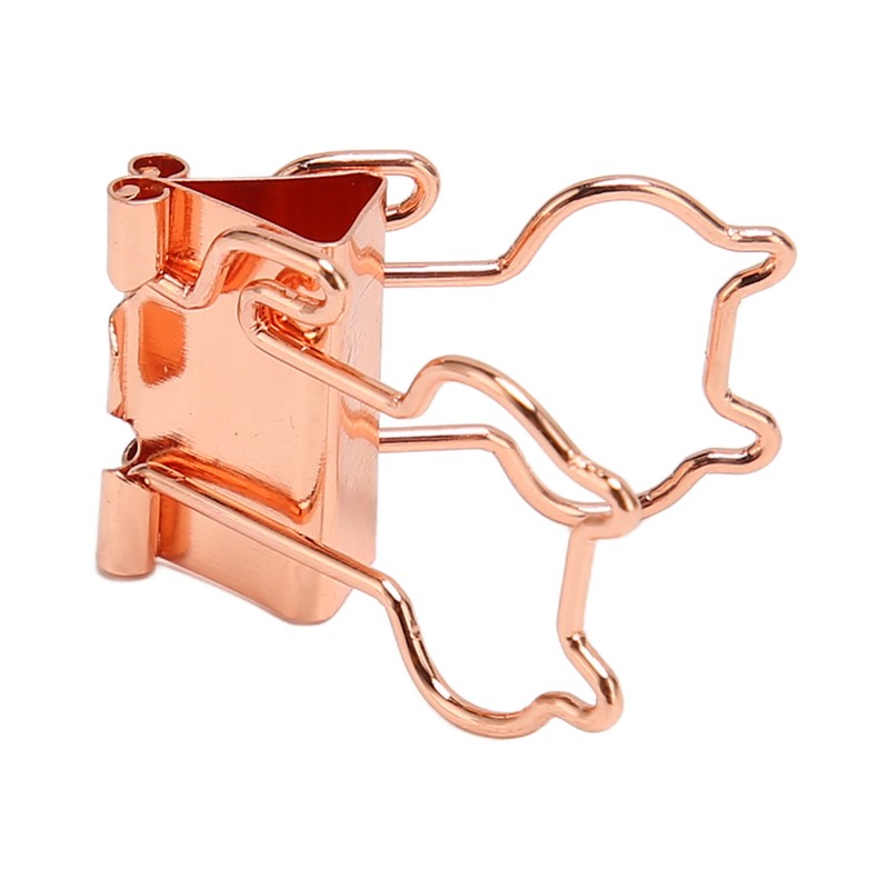 100 Pcs Binder Clips Metal Hollow Cat Shape Rose Gold