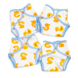 Reborn Baby Doll Diapers 4-Pieces for 17-22 Inch Reborn Dolls Adjustable Reusable Newborn Doll Diapers Accessories Cute Little Ducks Design