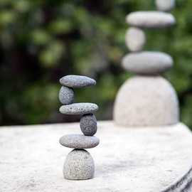 Zen Garden Mini Side 2 Side Balanced Stone Rock Cairn Sculpture - Promote Health, Harmony, and Calming Serenity, Meditation Decor, Mindfulness Decorations, Garden Decor, Home Decor, Zen Decor