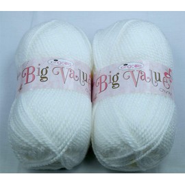 SleepyNights Big Value Chunky Knitting Yarn Wool Acrylic 2 Pack (2 x 100g) - White