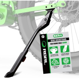 RBRL Bike Kickstand 40mm Hole Pitch Anti-slip Adjustable Bike Stand Kick Universal Aluminium Alloy Durable Bicycle Stand for 24"-29" Ebike/Mounatin Bike/Road Bike