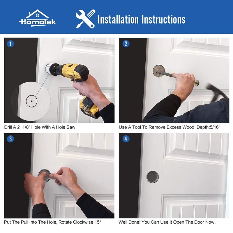 HOMOTEK 4 Pack Closet Door Finger Pull 2-1/8”, Easy Snap