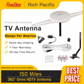 For Channel Master, For Five Star Amplified Omni Directional HDTV Antenna Smart TV 4K 1080P Digital Reception 360°