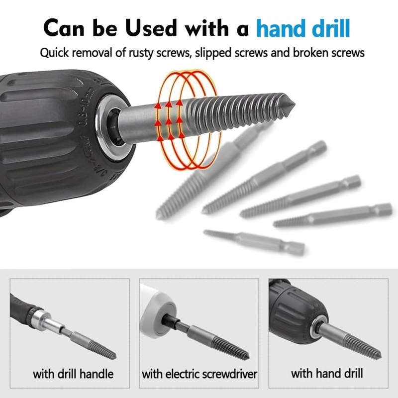 Bestgle 10pcs 1/4" Hex Shank Screw Extractor Set, Broken Screw