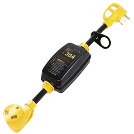 FAHKNS RV Surge Protector 30 Amp, Power Guard with Surge Protection up to 2100 Joules, Circuit Analyzer with Weatherproof and Fireproof Properties for Outdoor Use