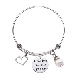 LParkin Grandma of the Groom Bangle Bracelet Heart Pearl Bracelets (Bangle-Bracelet)